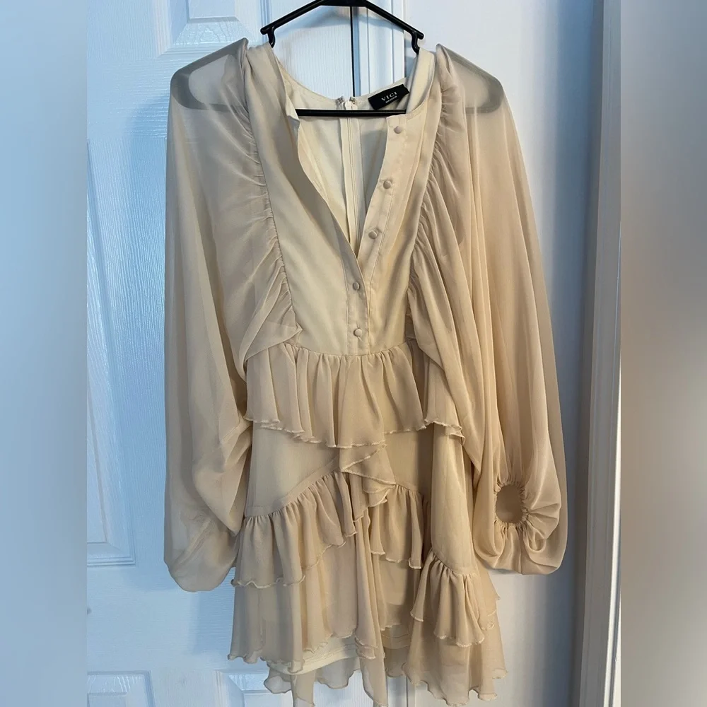 Vici Almost Lover Button Down Ruffle Dress - Picture 4 of 6